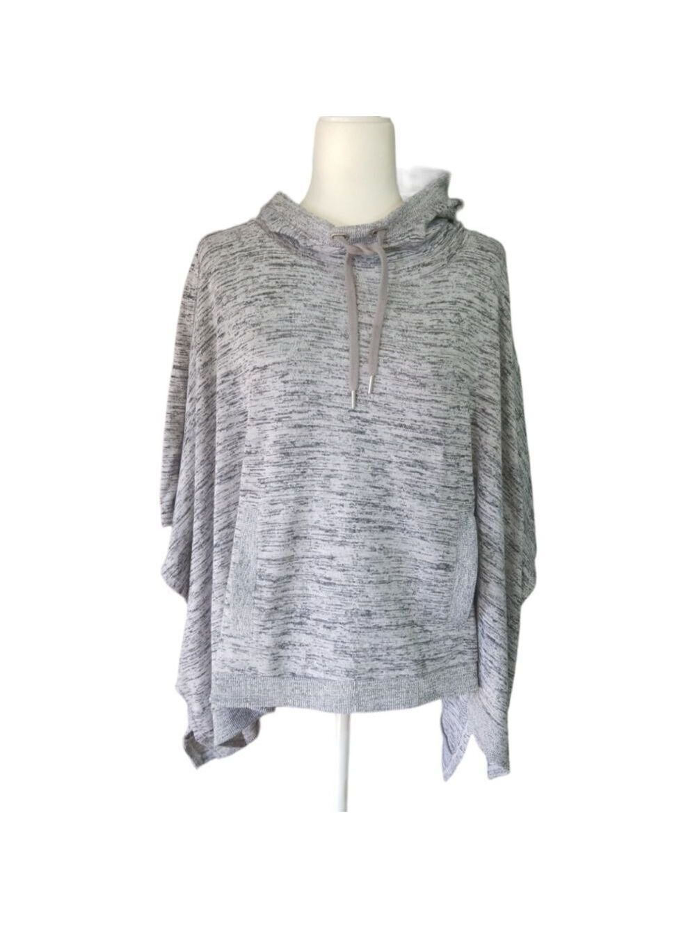 Athleta Marled Gray Hoodie Blissful Poncho Size Small - Picture 9 of 9